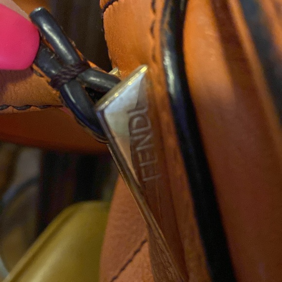 Fendi Big mamma forever leather baguette flap bag orange🍊black gold enamel - Picture 7 of 16